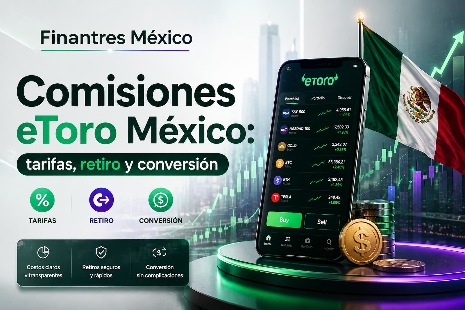 Comisiones eToro México tarifas, retiro y conversión