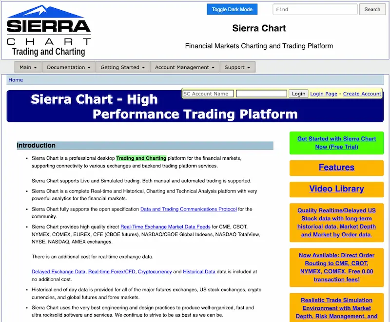 Sierra Chart opiniones de la plataforma de trading