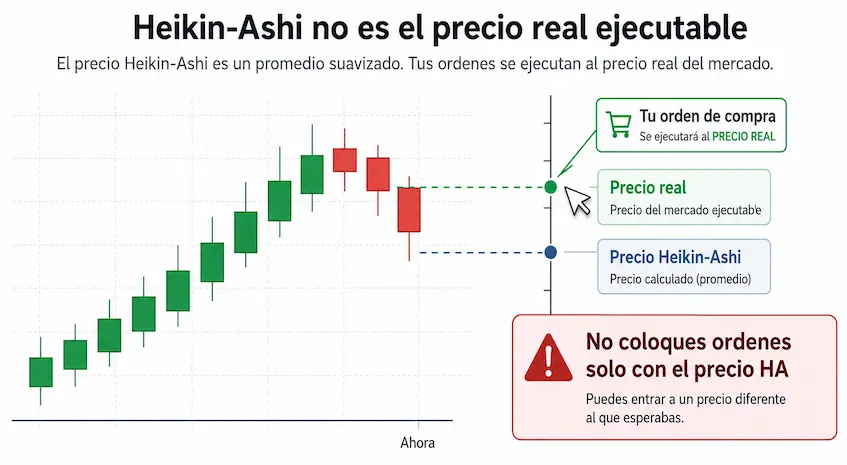 Riesgo clave precio real vs precio Heikin Ashi