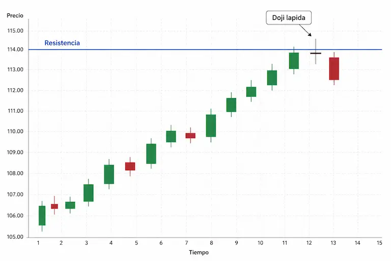 doji lapida en resistencia