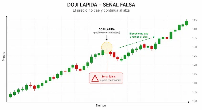 doji lapida senal falsa