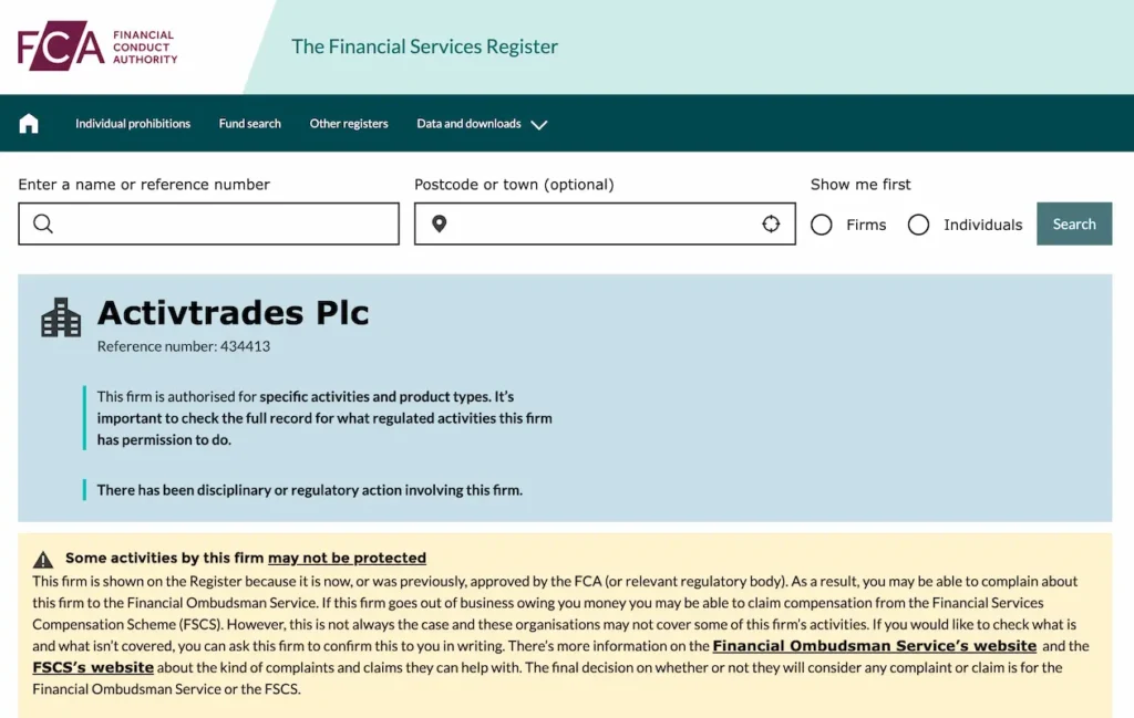 ActivTrades está regulado por la FCA del Reino Unido