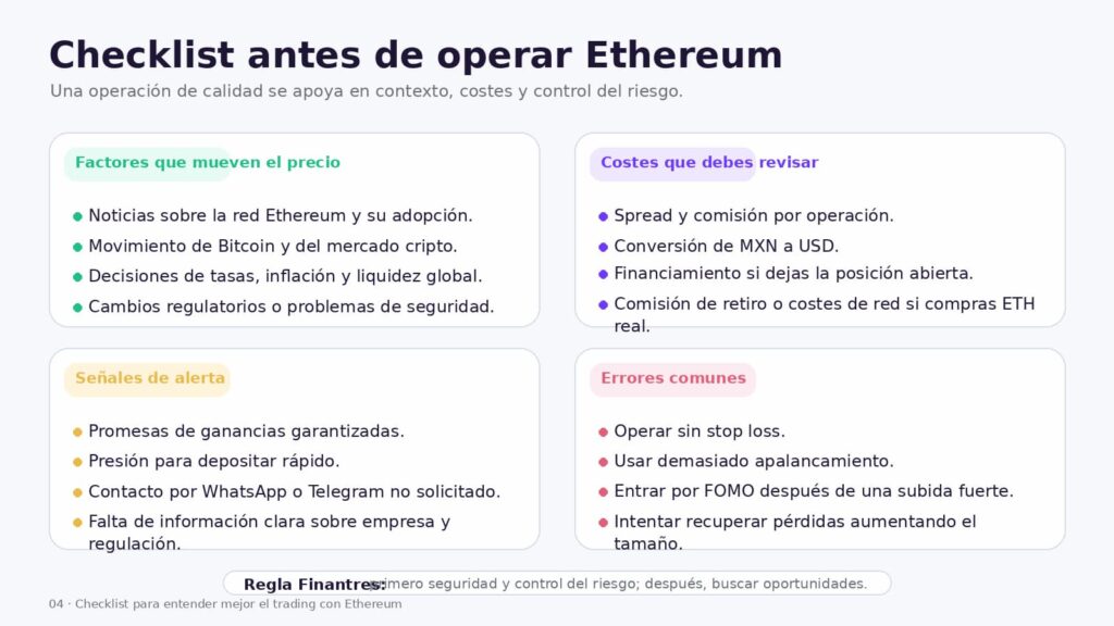 checklist antes de operar ethereum