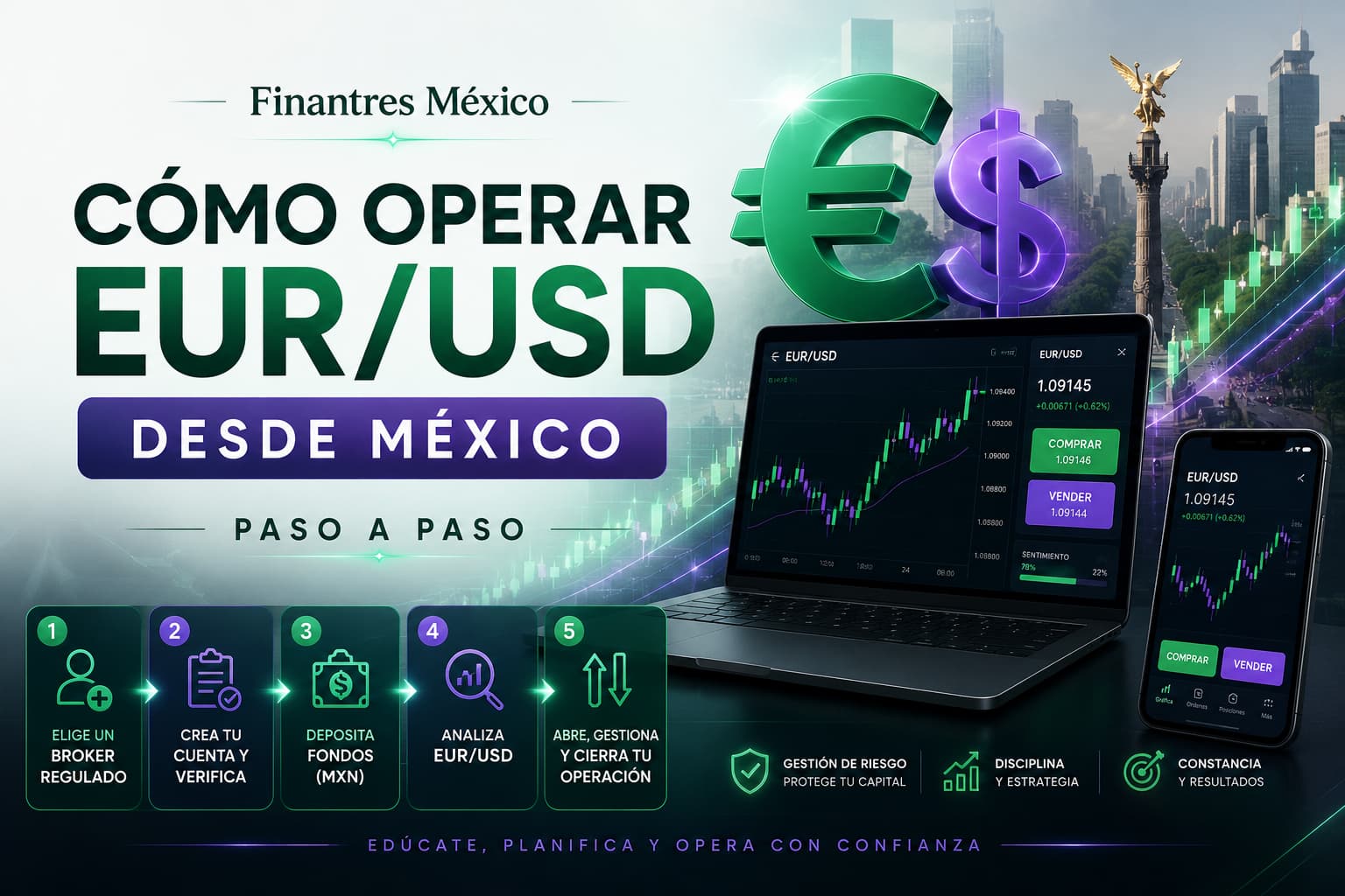 Cómo operar EUR USD desde México paso a paso