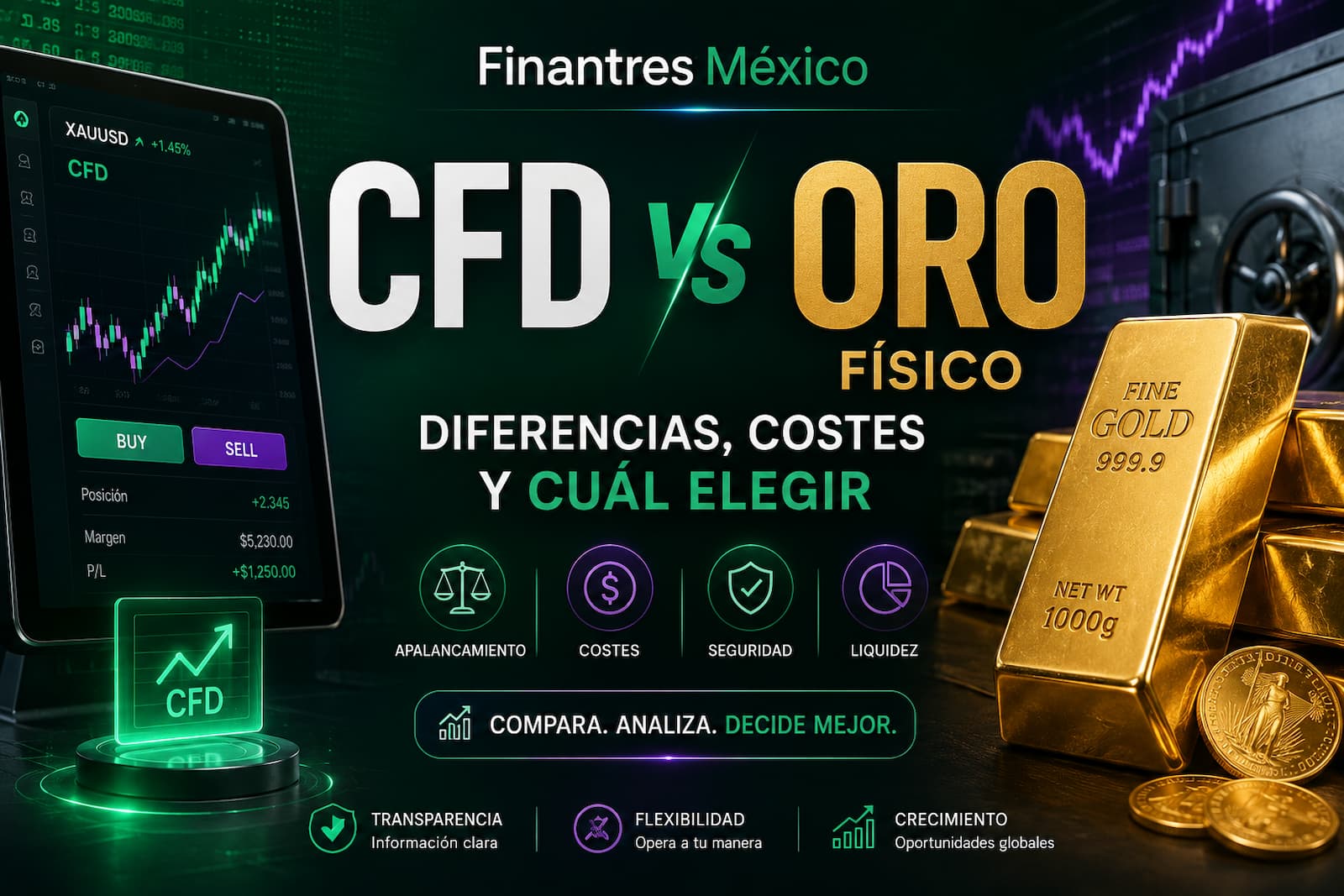 CFD vs oro físico diferencias, costes y cuál elegir