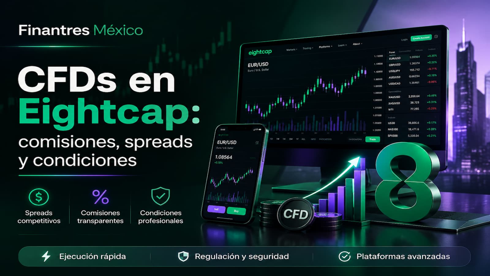 CFDs en Eightcap comisiones, spreads y condiciones