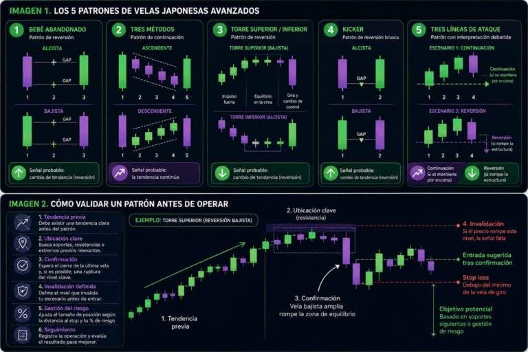 Cinco patrones de velas japonesas avanzados que todo trader debe conocer