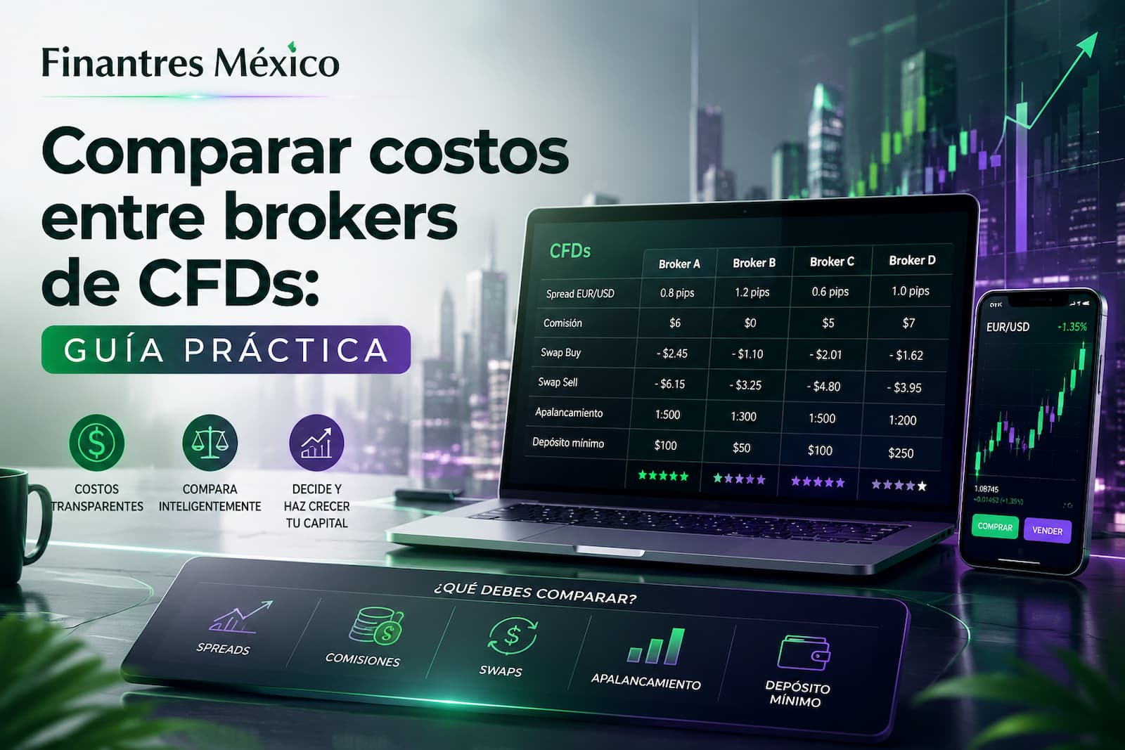 Comparar costos entre brokers de CFDs guía práctica