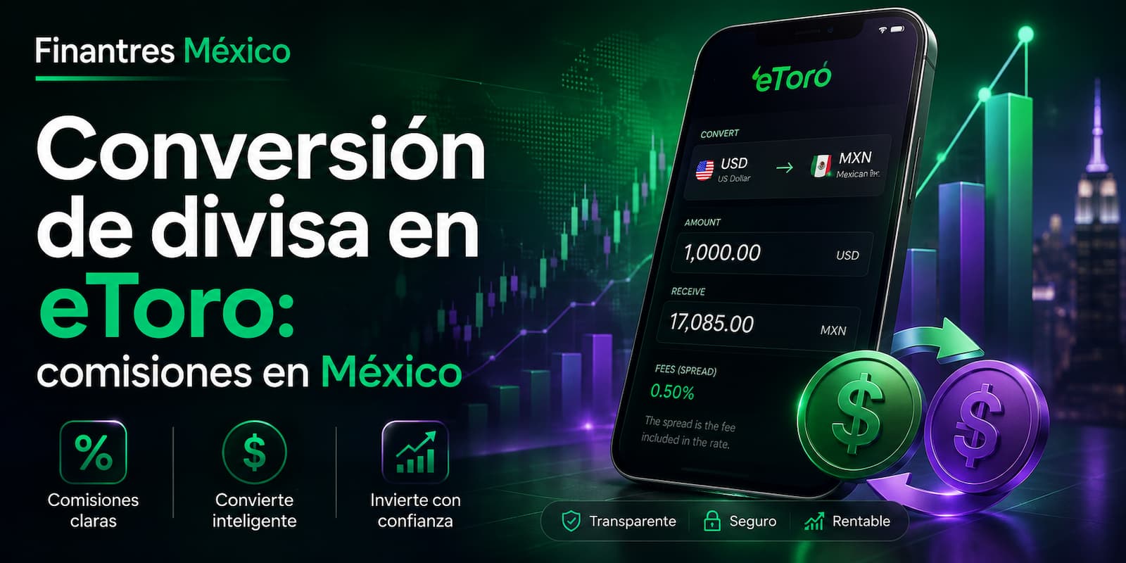 Conversión de divisa en eToro comisiones en México