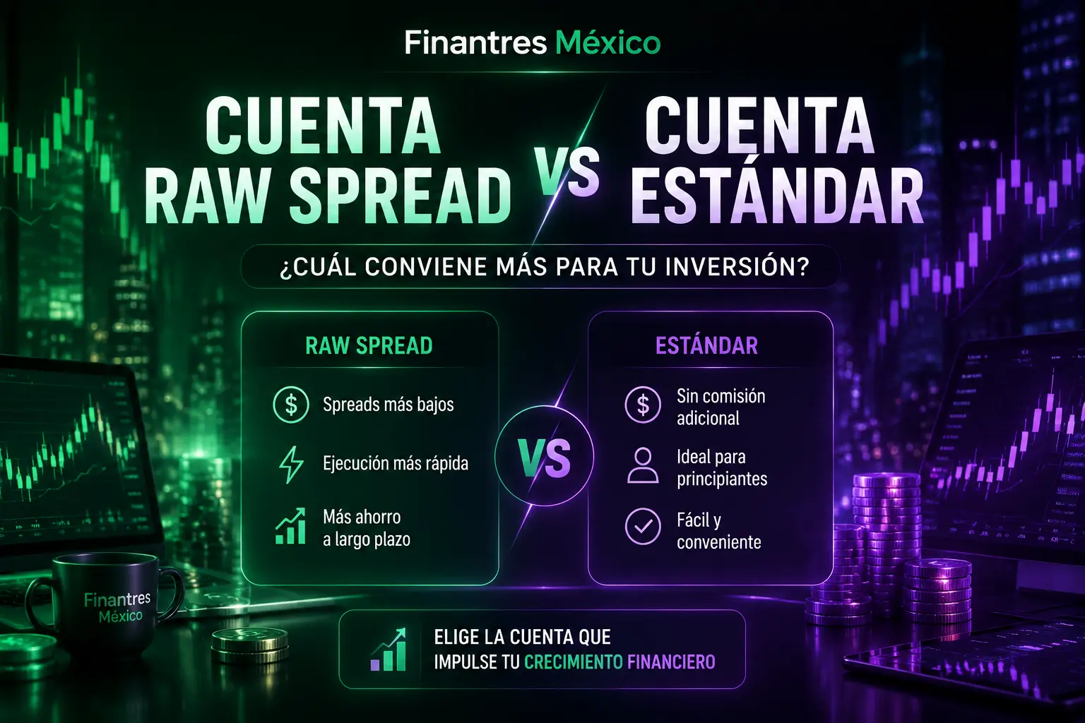 Cuenta raw spread vs estándar