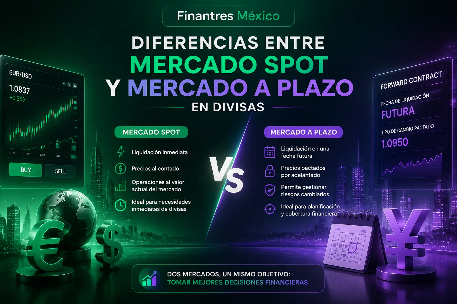 Diferencias entre mercado spot y mercado a plazo en divisas