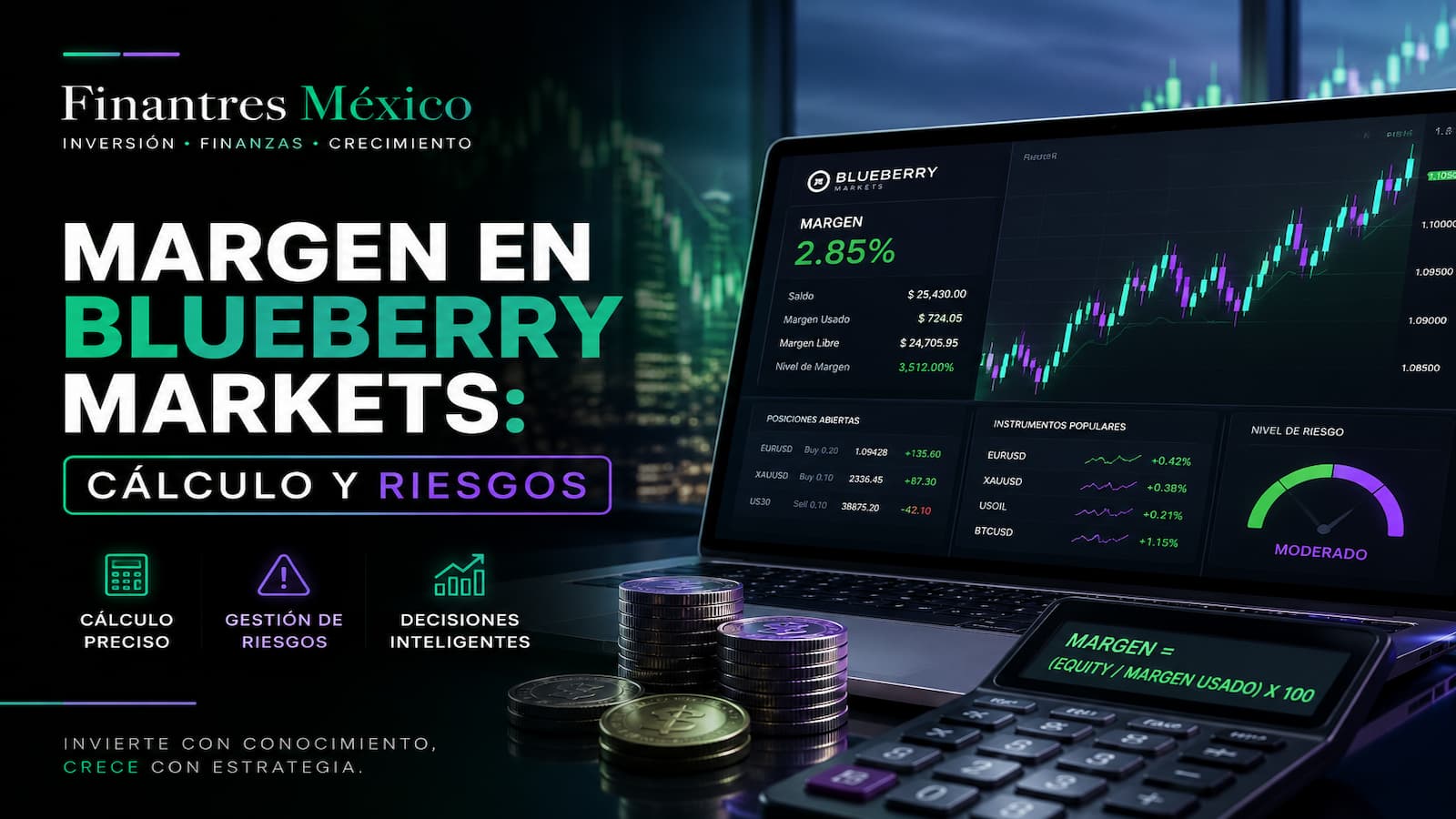 Margen en Blueberry Markets cálculo y riesgos