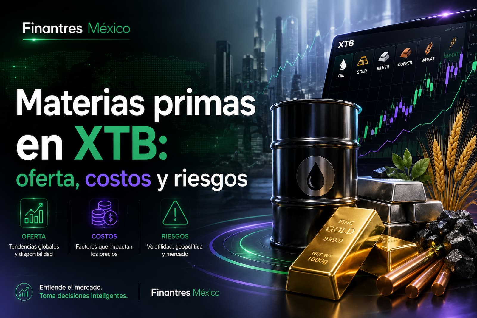 Materias primas en XTB oferta, costos y riesgos