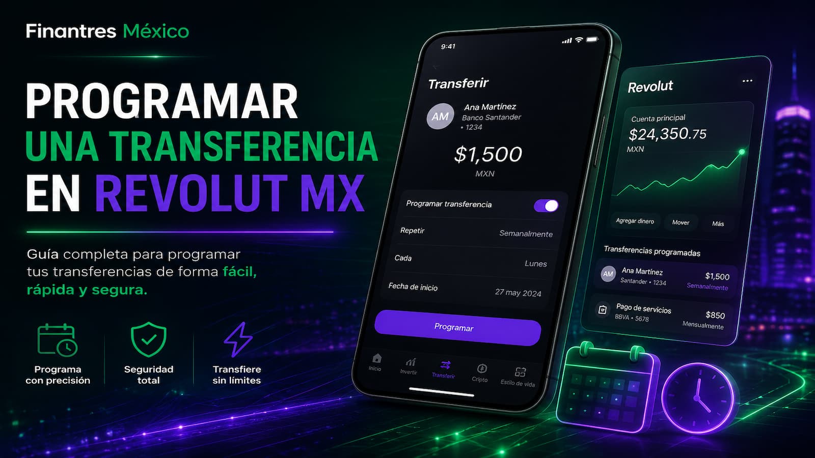 Programar una transferencia en Revolut MX