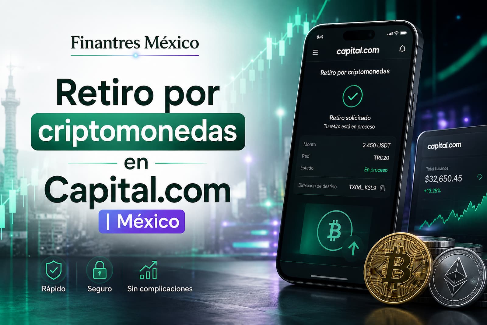 Retiro por criptomonedas en Capital.com México