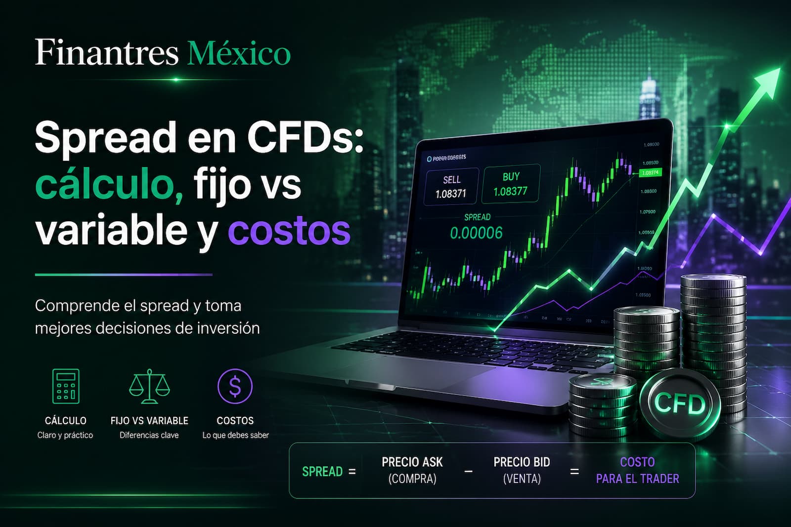 Spread en CFDs cálculo, fijo vs variable y costos