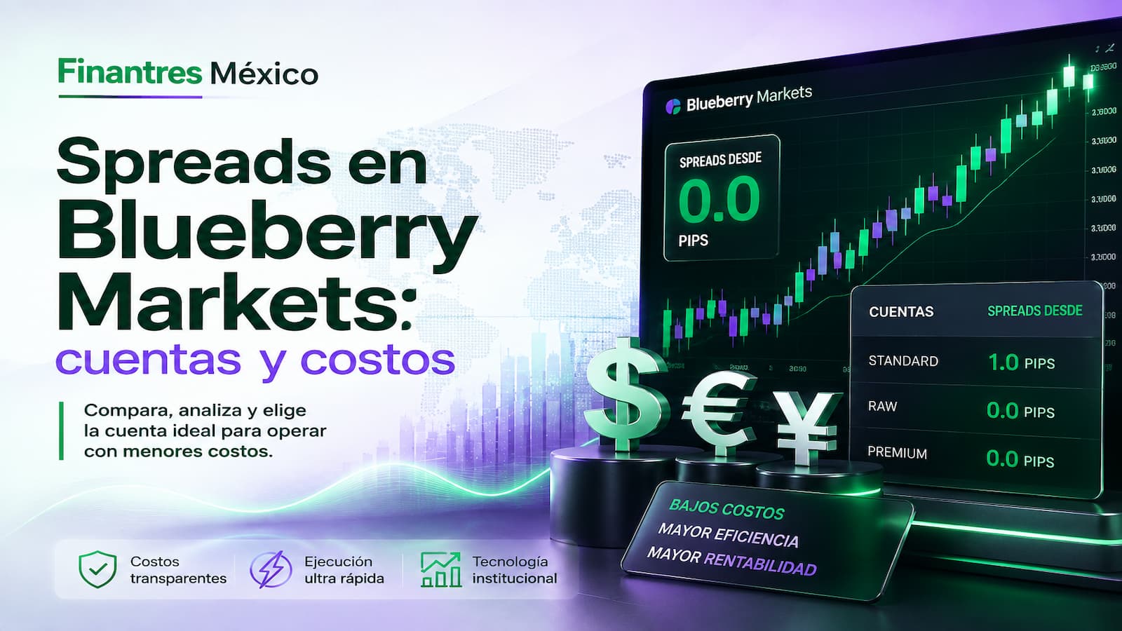 Spreads en Blueberry Markets cuentas y costos