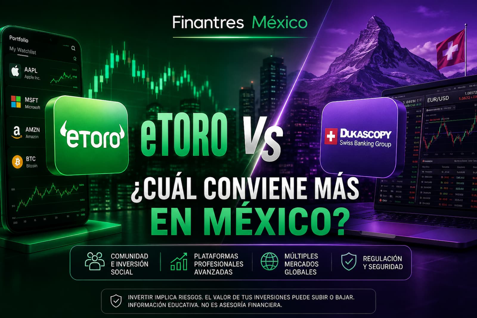 eToro vs Dukascopy cuál conviene más en México
